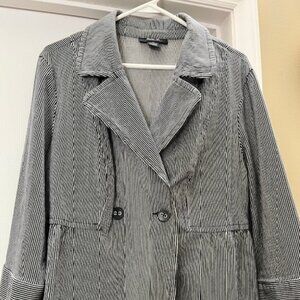 Striped Peplum 3/4 Sleeve Jacket
